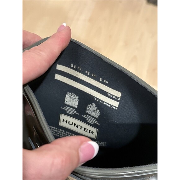 Hunter Boots Womens US 5 EU 36 Original Tall Gloss Rain Boots - Gray Green Boot - Picture 7 of 8